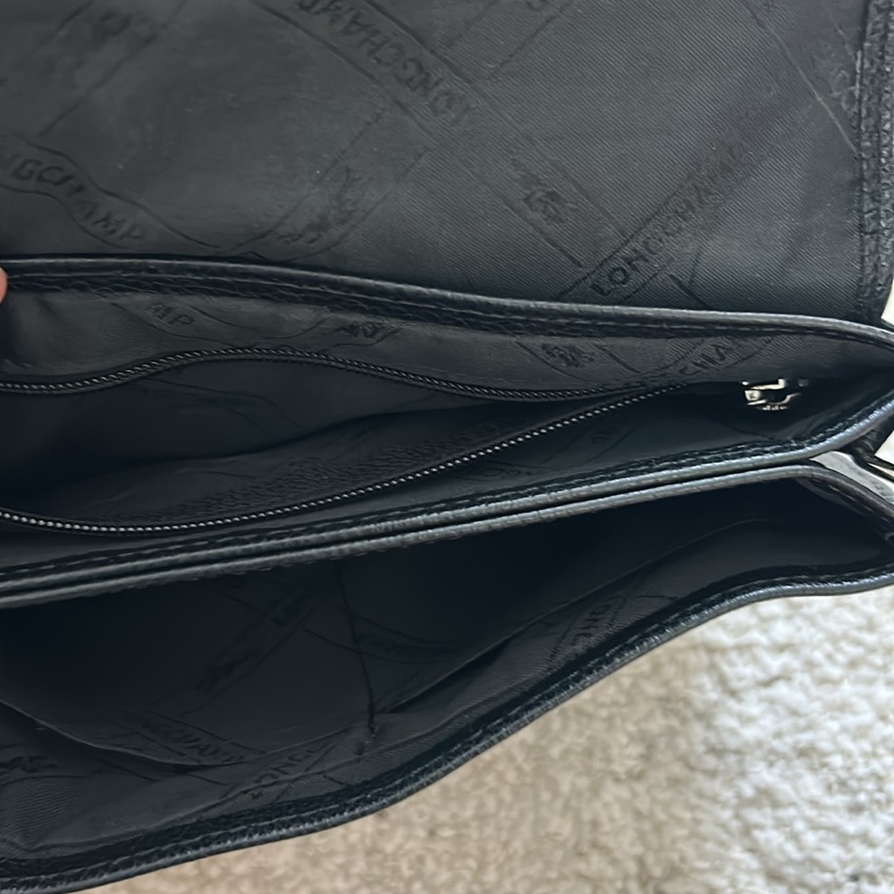 Longchamp Le Foulonne Black Leather Flap Crossbody Bag Small - Picture 5 of 5